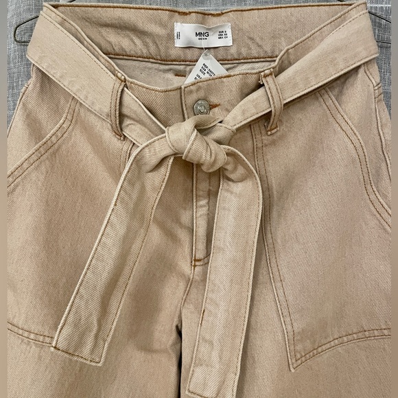 Mango Khaki Denim Utility Belted Pants - Picture 5 of 6